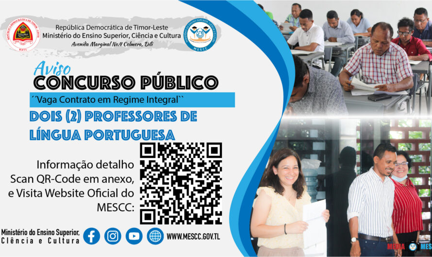 AVISO – CONCURSO PÚBLICO SELELEÇÃO DE DOIS (2) PROFESSORES DE LINGUA PORTUGUESA PARA MESCC