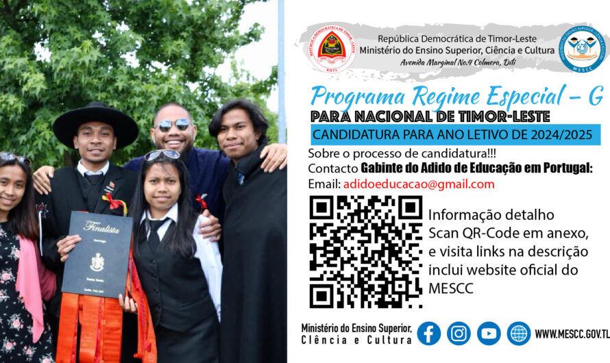 AVIZU – PROGRAMA REGIME ESPECIAL – G PARA NACIONAL DE TIMOR-LESTE 2024/2025