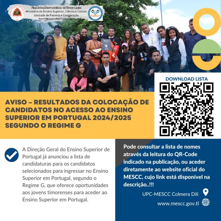 AVISO – RESULTADOS DA COLOCAÇÃO DE CANDIDATOS NO ACESSO AO ENSINO SUPERIOR EM PORTUGAL 2024/2025 SEGUNDO O REGIME G