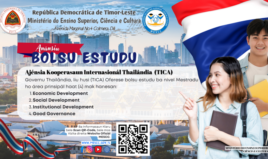 PROGRAMA BOLSU ESTUDU BA NIVEL MESTRADU HUSI AJÉNSIA KOOPERASAUN INTERNASIONÁL THAILÂNDIA (TICA).